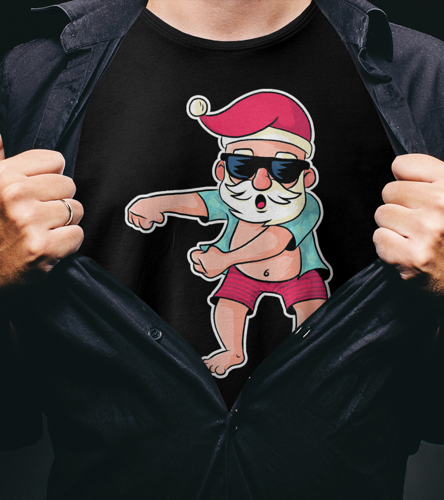 Flossing Dance Santa In Sunglasses And Hat T-Shirt