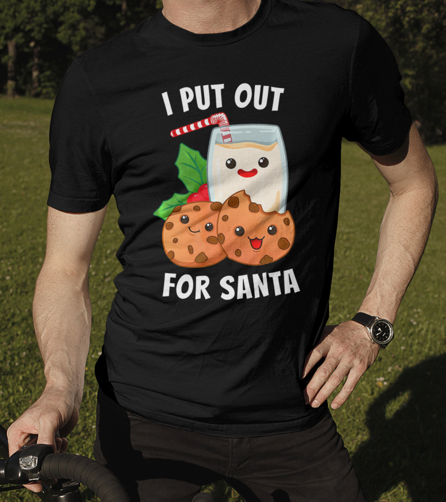 I Put Out For Santa Christmas Cookie Milk Candy Cane Smiles T-Shirt