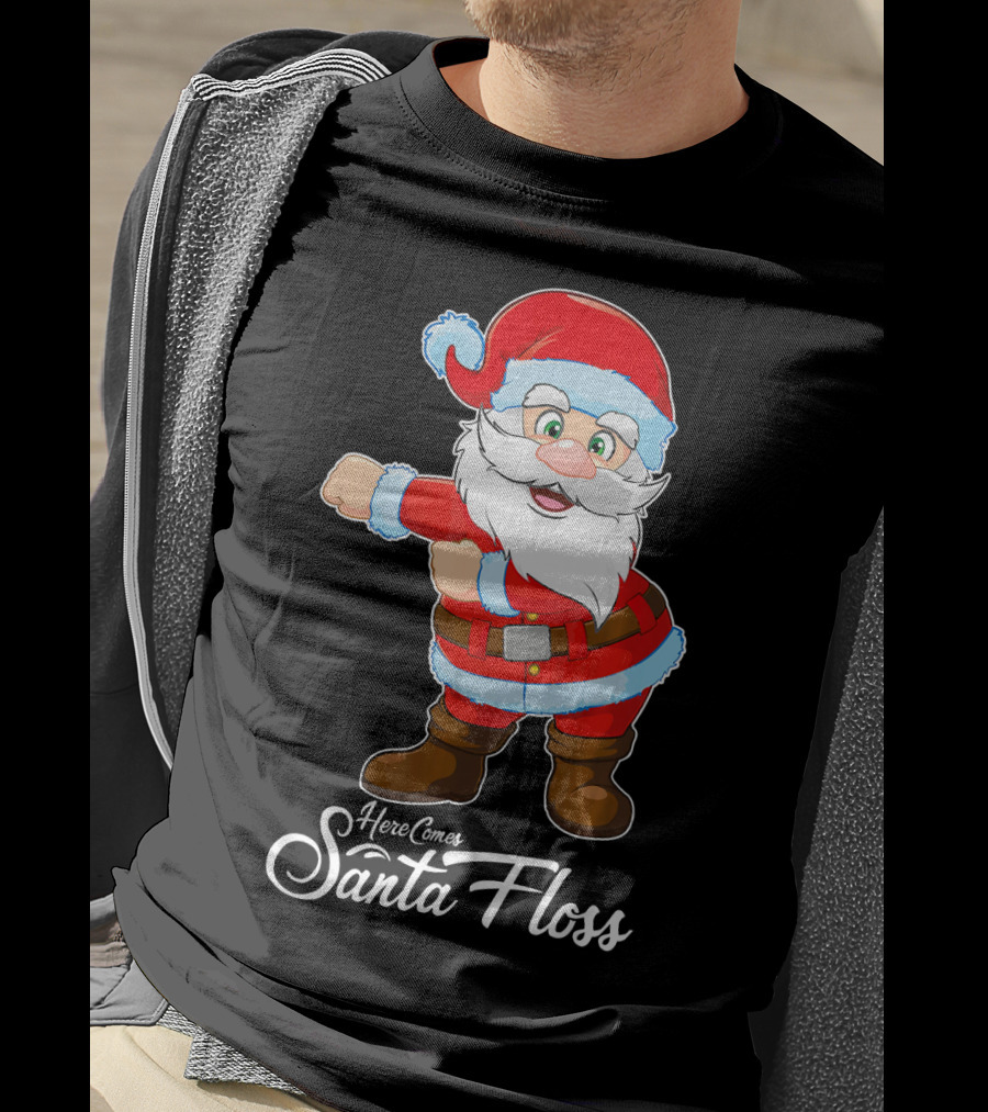 Here Comes Santa Floss Flossing Santa Dance T-Shirt