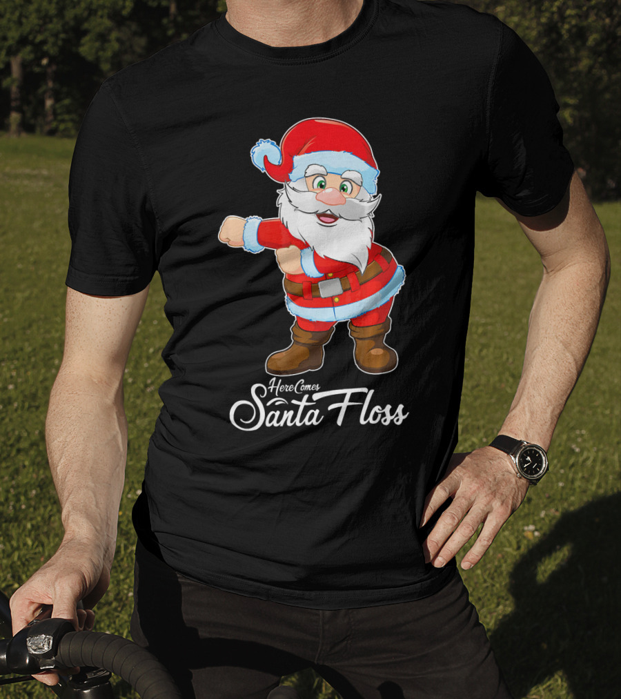 Here Comes Santa Floss Flossing Santa Dance T-Shirt