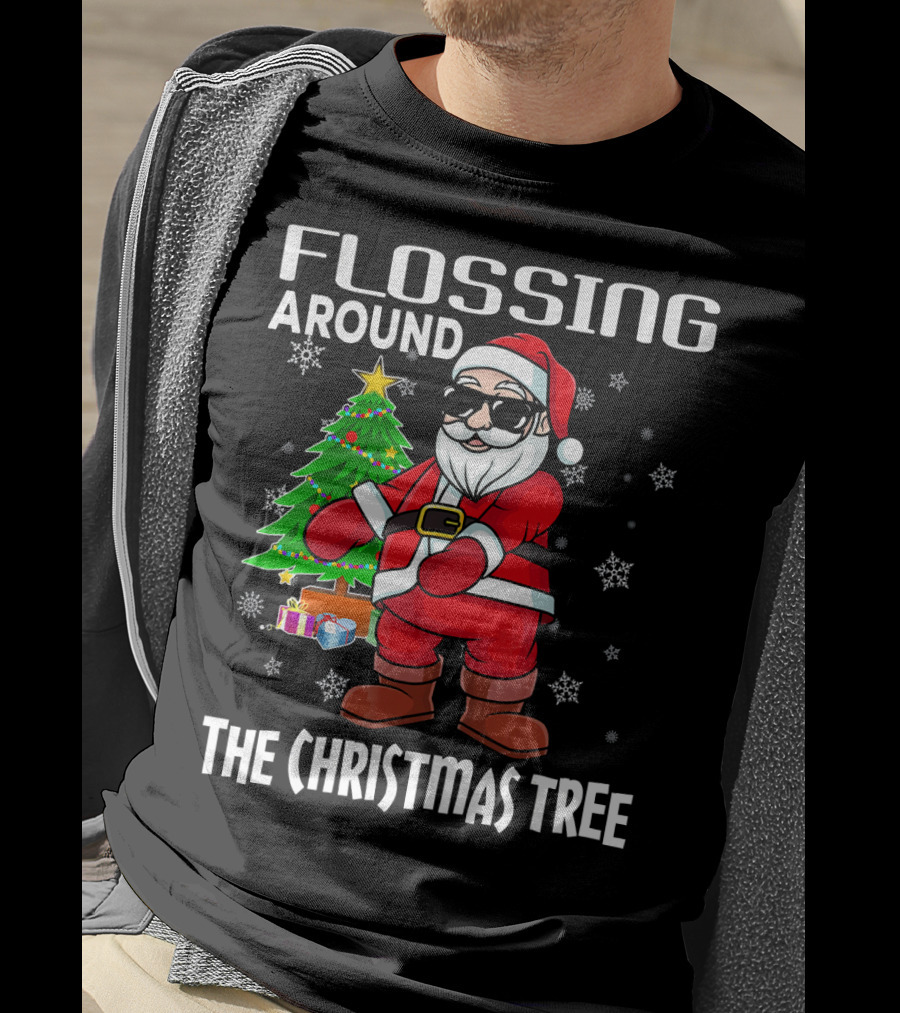 Flossing Around The Christmas Tree Santa Dance T-Shirt