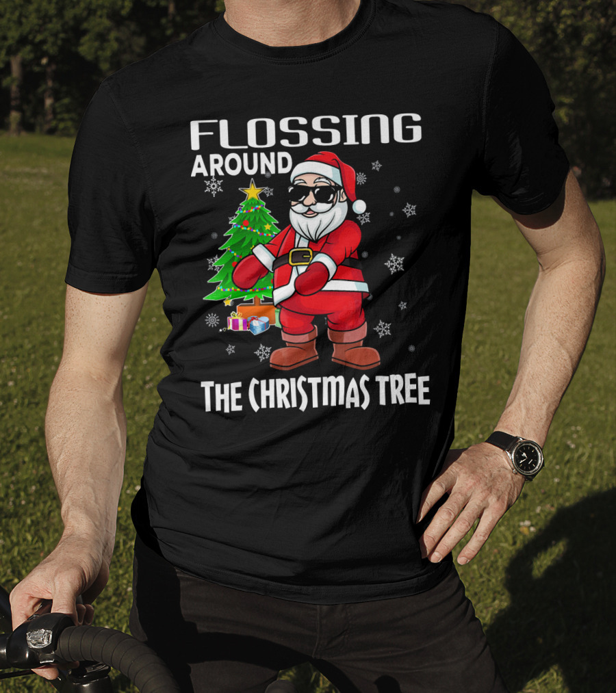 Flossing Around The Christmas Tree Santa Dance T-Shirt
