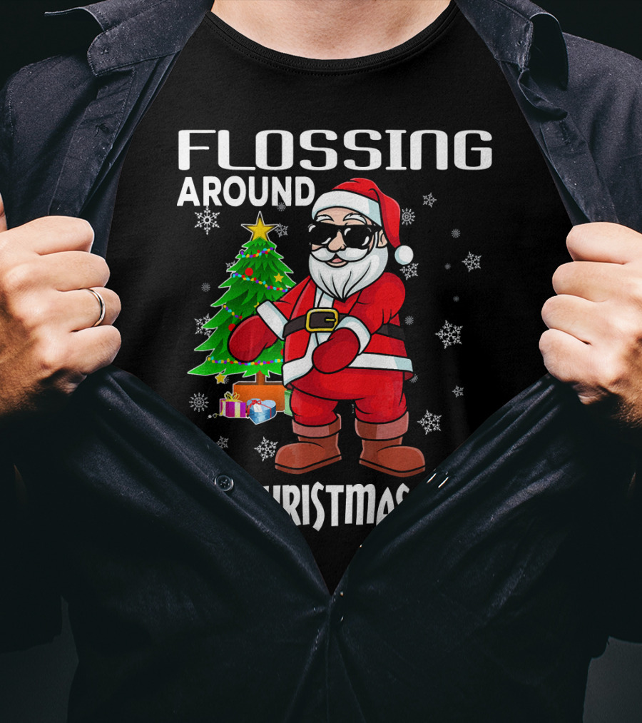 Flossing Around The Christmas Tree Santa Dance T-Shirt