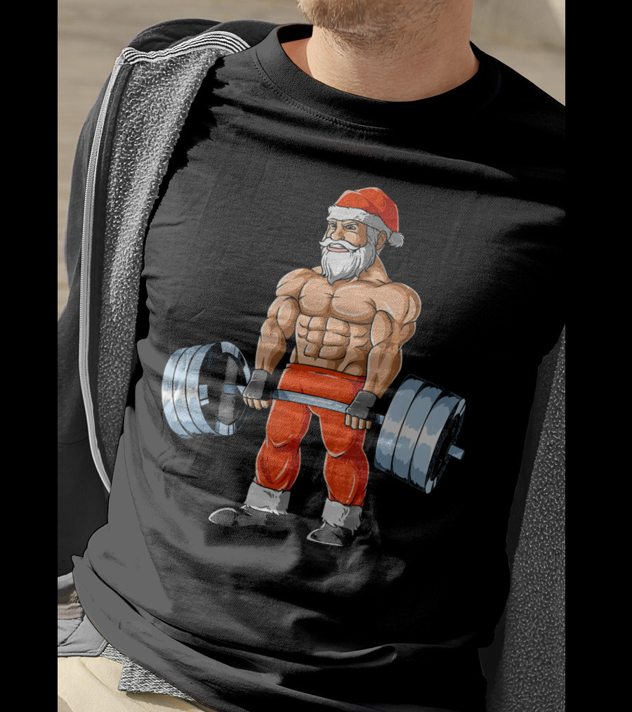 Weightlifting Santa Christmas Deadlift Fitness Santa Claus T-Shirt