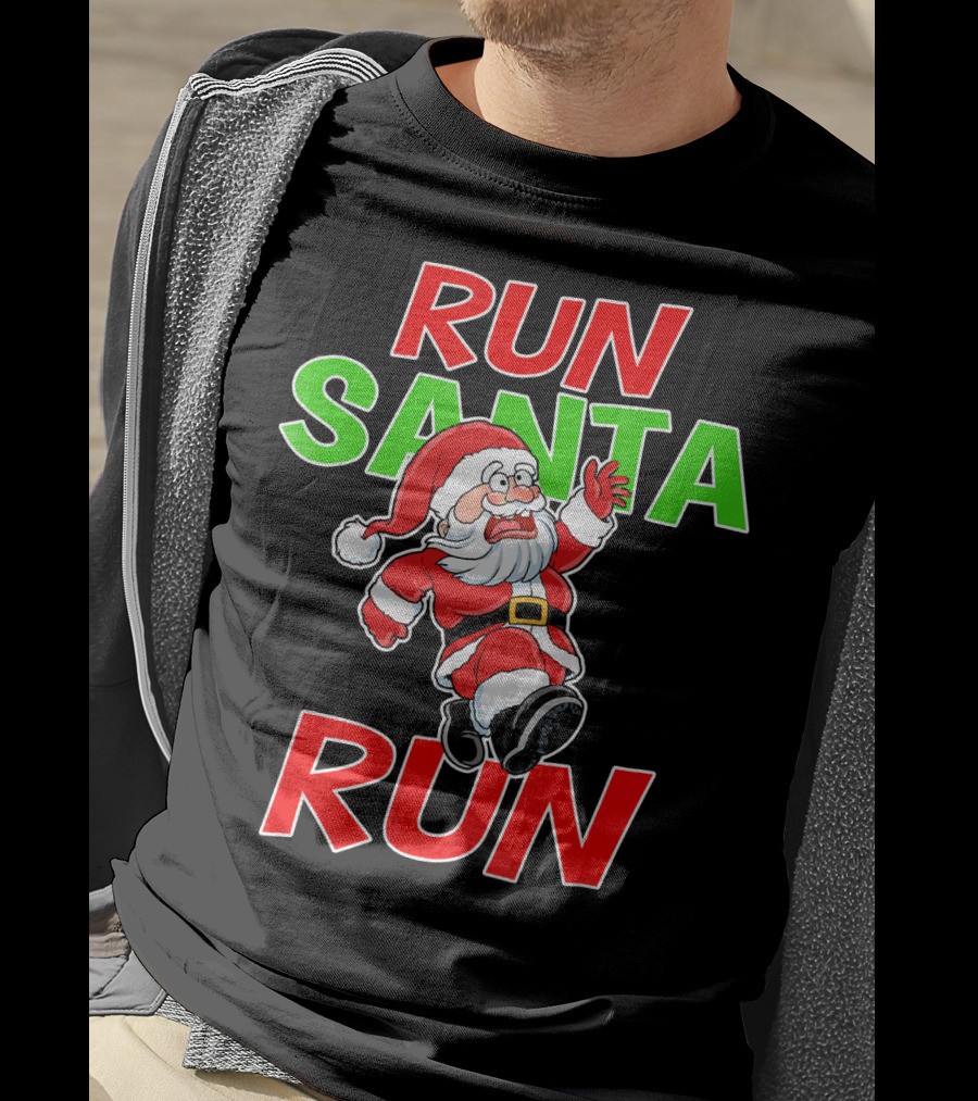 Run Santa Run Christmas Running Santa T-Shirt