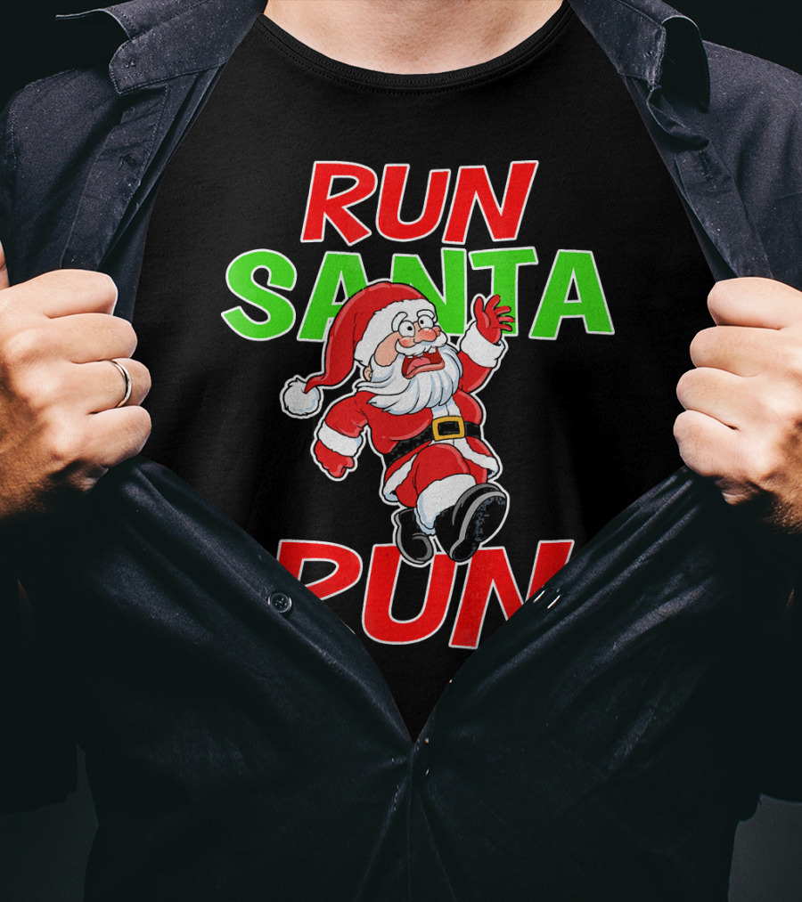 Run Santa Run Christmas Running Santa T-Shirt