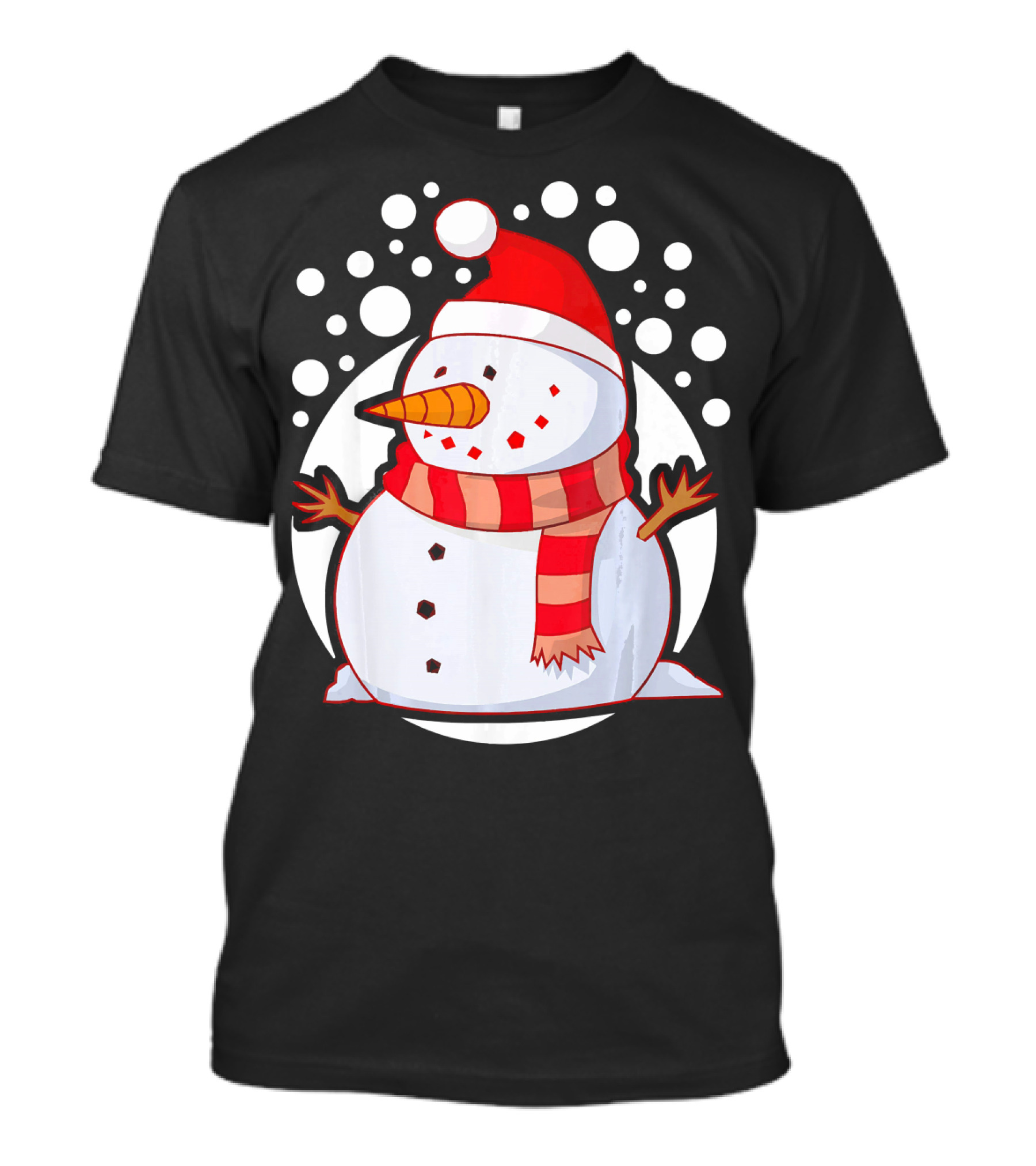 Winter Christmas Santa Snowman In Red Scarf And Hat T-Shirt