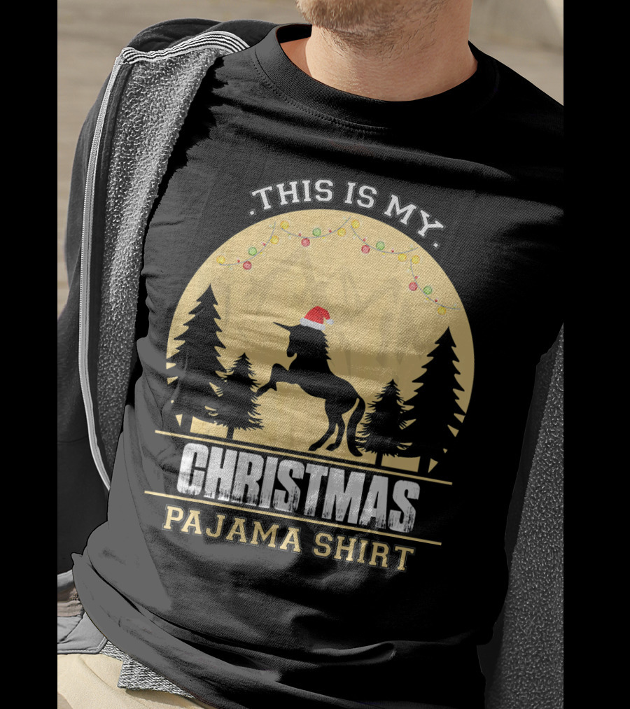 This Is My Christmas Pajama Shirt Santa Unicorn T-Shirt