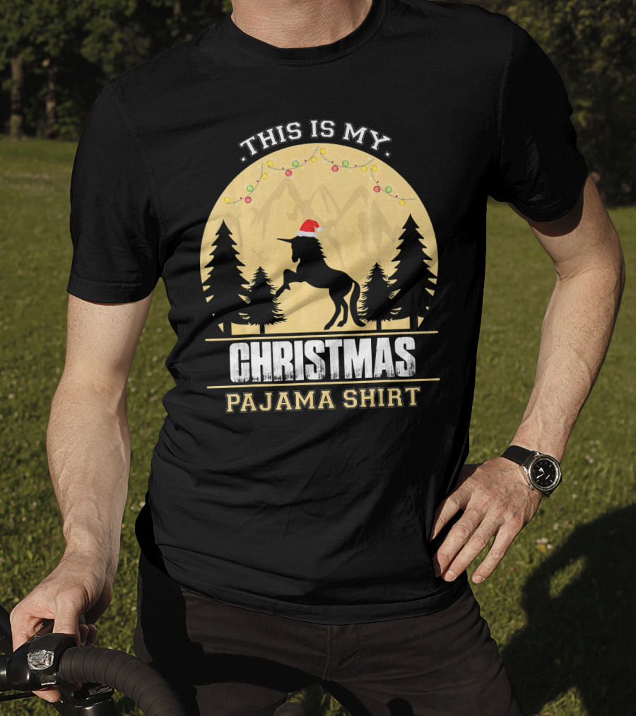This Is My Christmas Pajama Shirt Santa Unicorn T-Shirt
