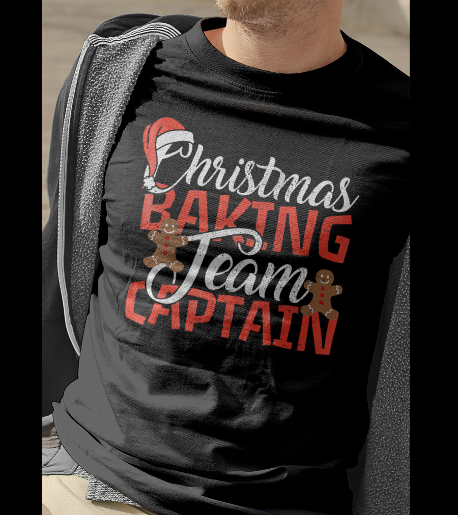 Christmas Baking Team Captain Gingerbread Santa Holiday T-Shirt