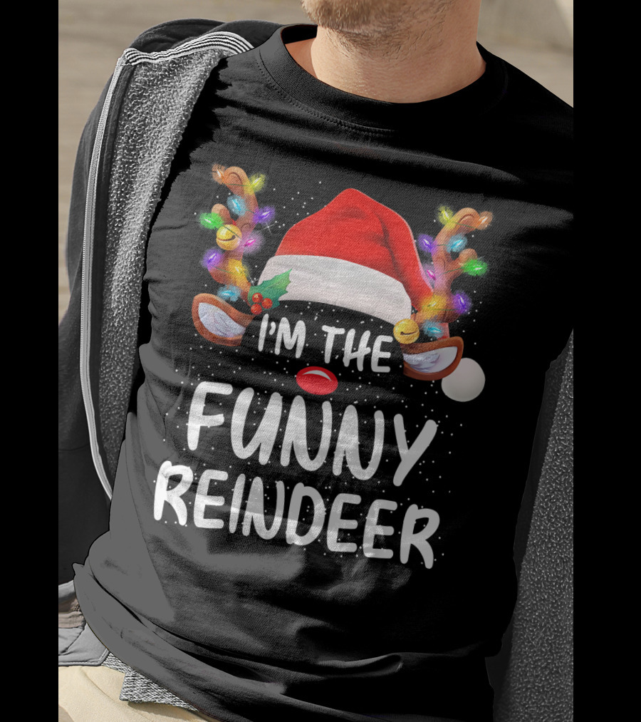 I'm The Funny Reindeer Santa Hat Festive Lights T-Shirt