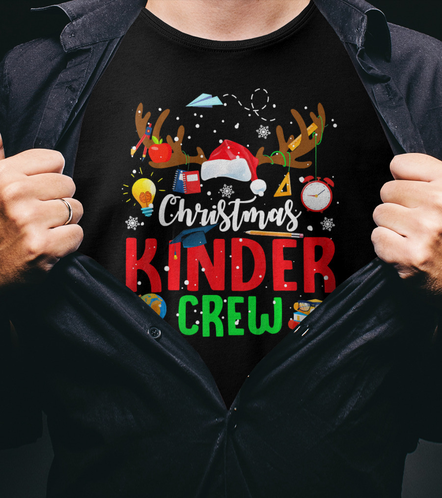 Christmas Kinder Crew Reindeer Holiday School Fun T-Shirt