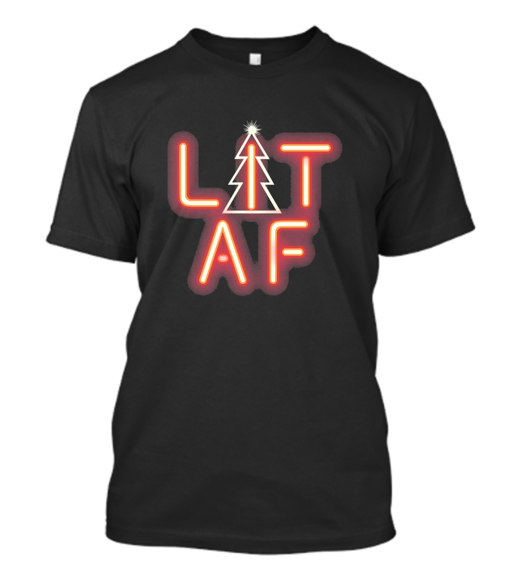 CHRISTMAS IS LIT AF Neon RED Tree T-Shirt
