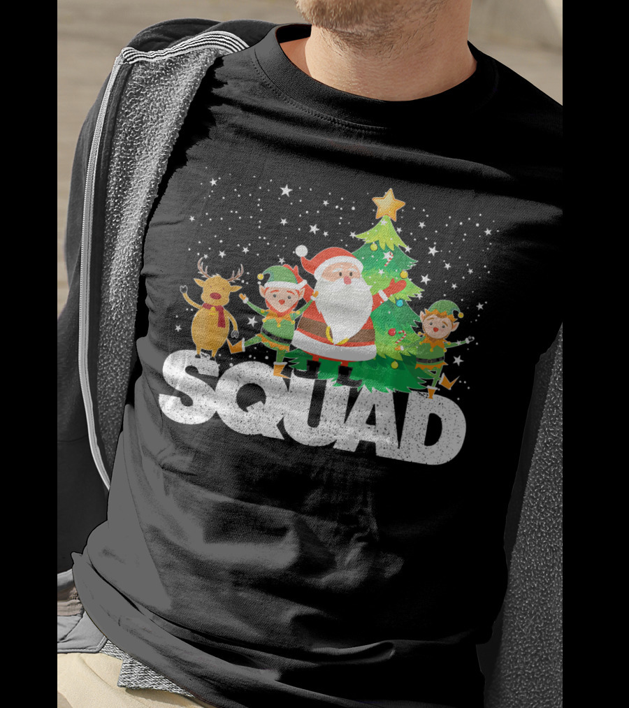 Santa Elf Reindeer Squad Christmas Tree T-Shirt