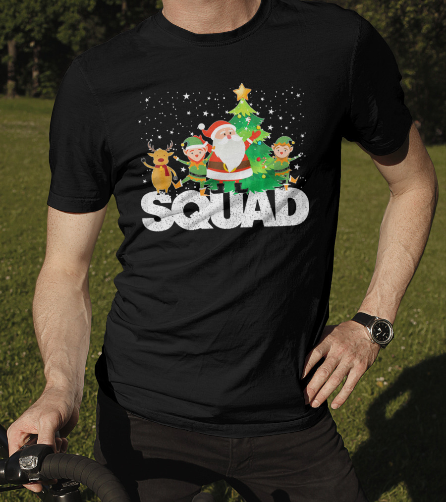 Santa Elf Reindeer Squad Christmas Tree T-Shirt