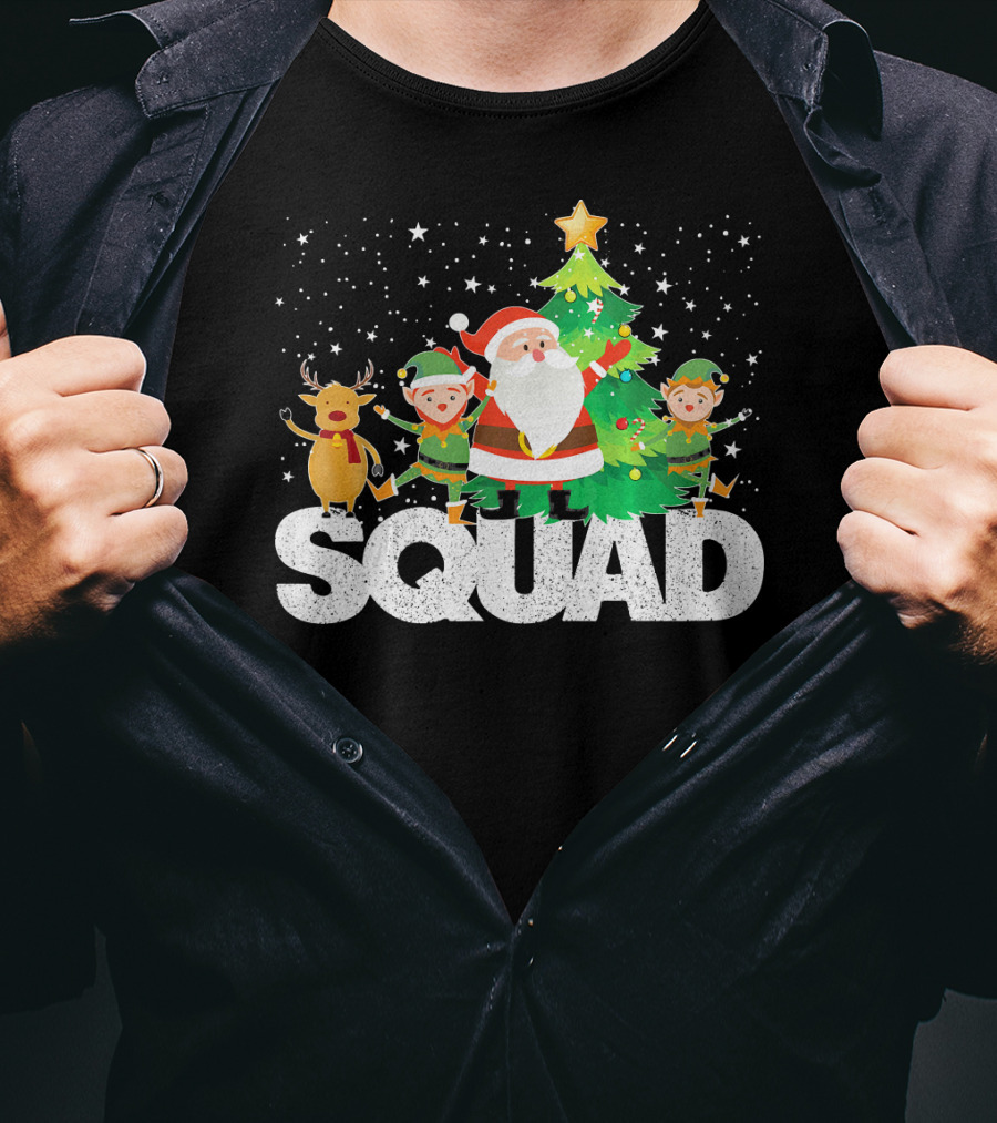 Santa Elf Reindeer Squad Christmas Tree T-Shirt