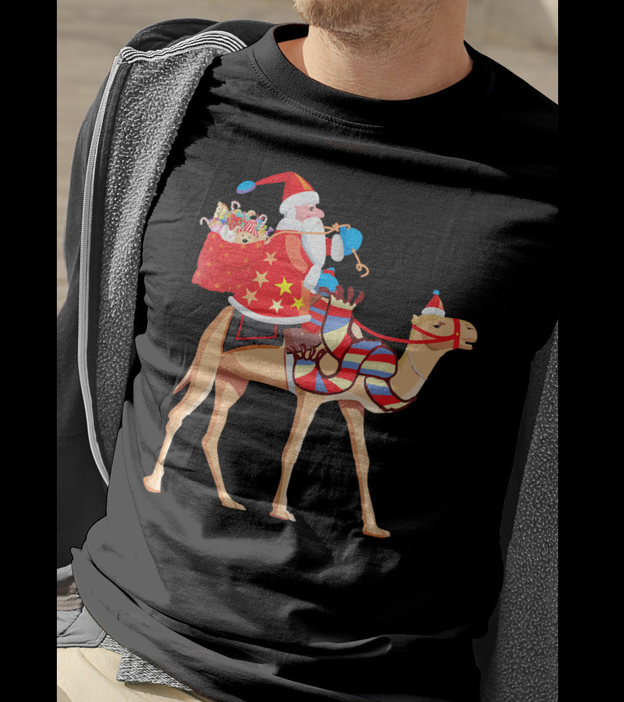 Santa Riding Camel Festive Christmas Adventure T-Shirt