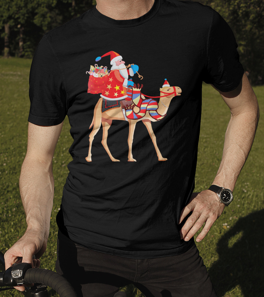 Santa Riding Camel Festive Christmas Adventure T-Shirt
