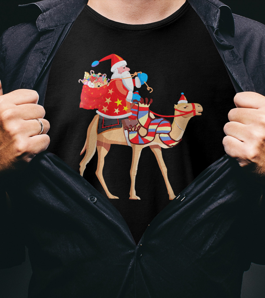 Santa Riding Camel Festive Christmas Adventure T-Shirt