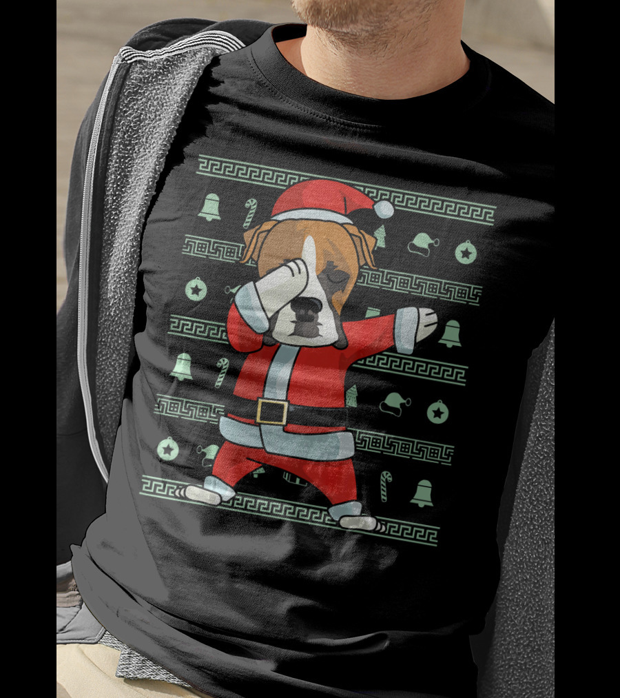 Santa Dabbing Boxer Dog Christmas T-Shirt
