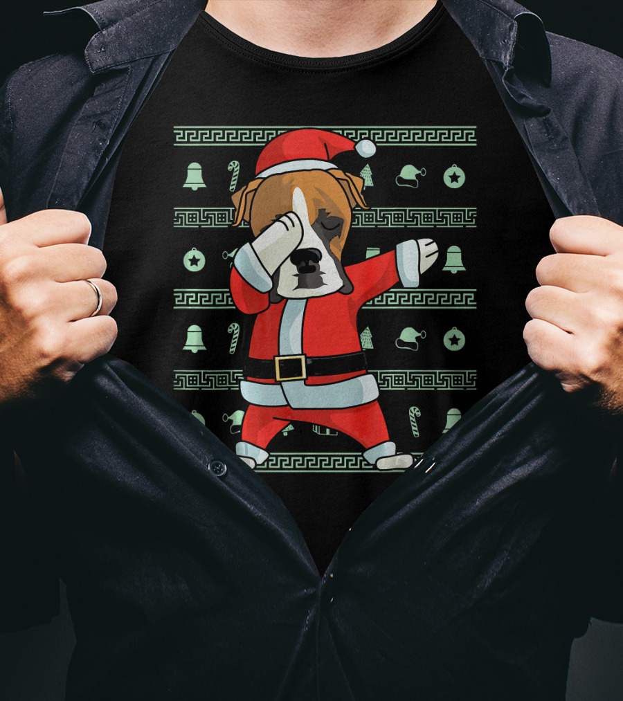 Santa Dabbing Boxer Dog Christmas T-Shirt