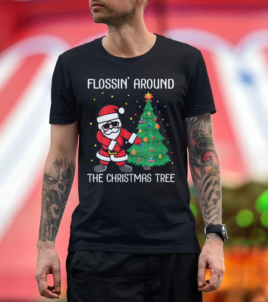 Flossin' Around The Christmas Tree With Santa Claus T-Shirt