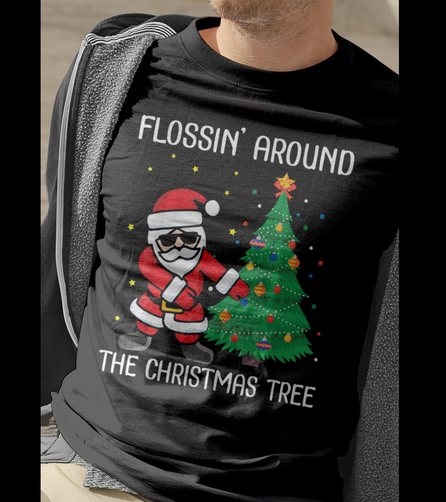 Flossin' Around The Christmas Tree With Santa Claus T-Shirt