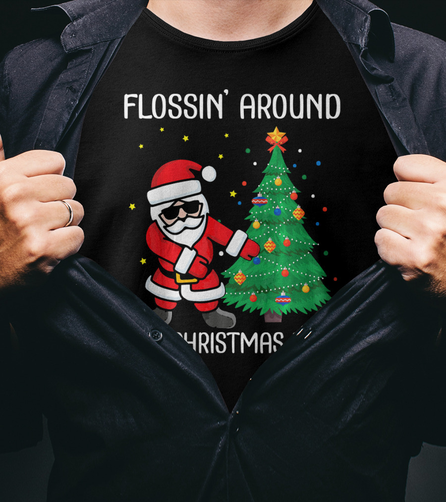 Flossin' Around The Christmas Tree With Santa Claus T-Shirt