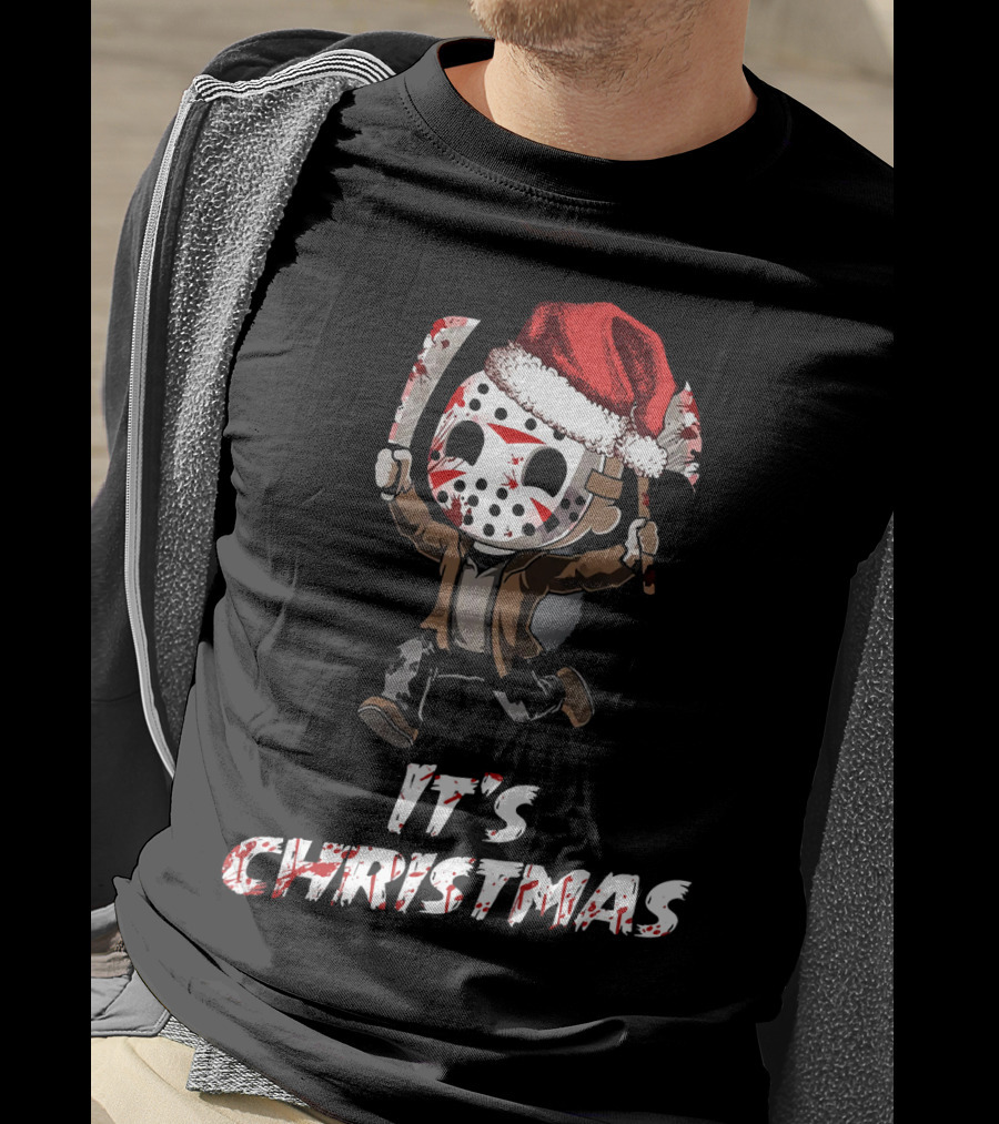 It's Christmas Funny Friday 13th Jason Santa Hat T-Shirt