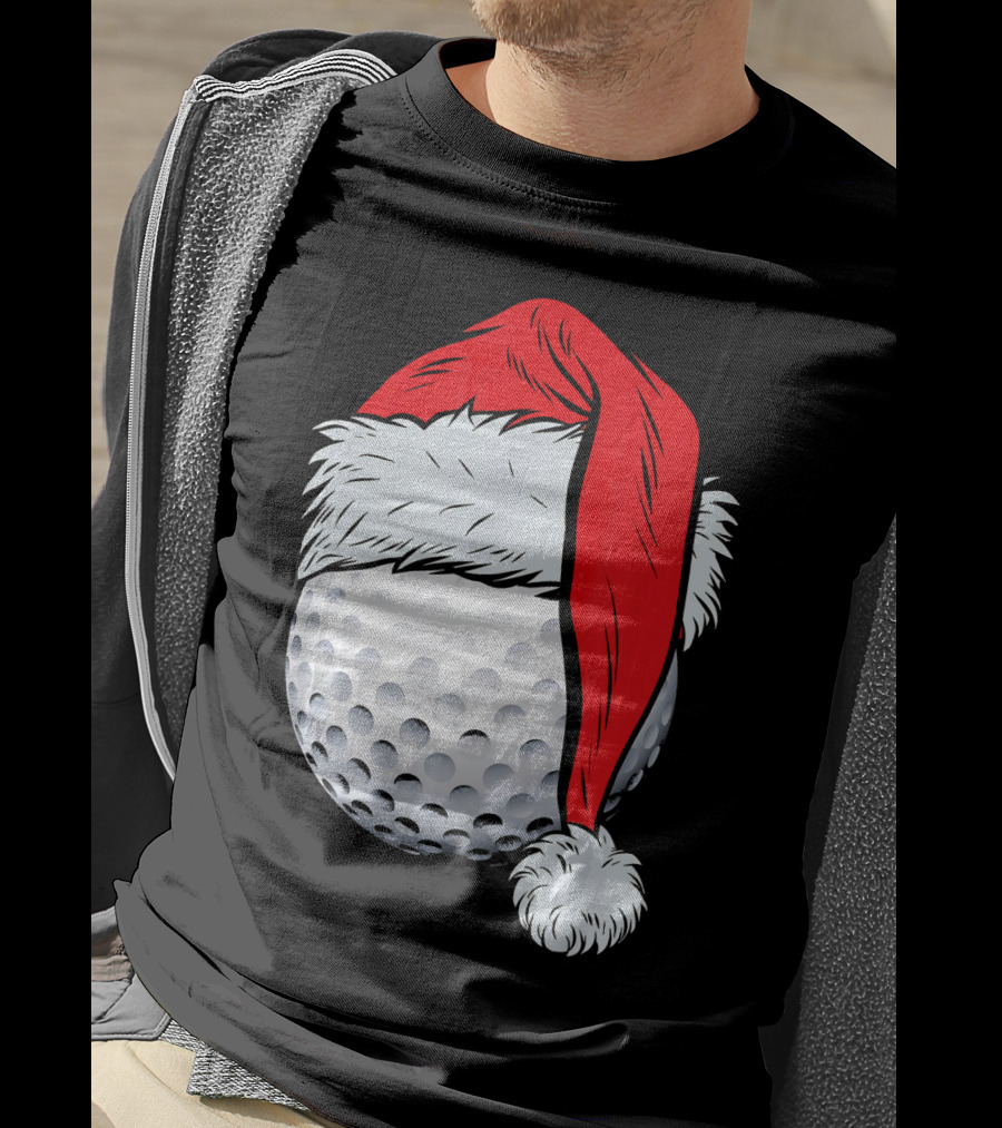 Christmas Golf Ball With Santa Hat T-Shirt