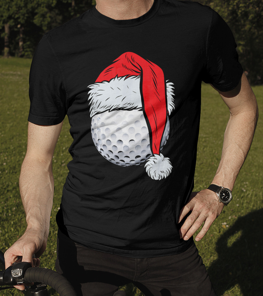 Christmas Golf Ball With Santa Hat T-Shirt