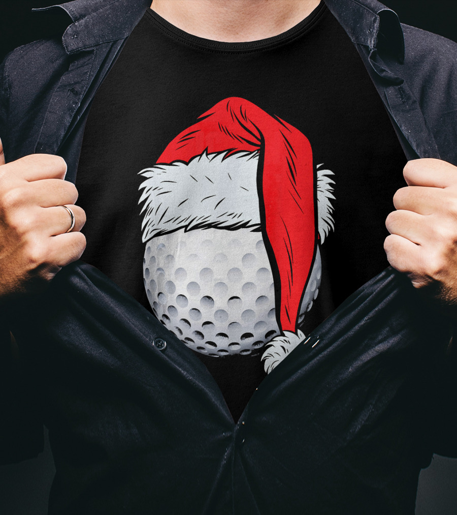 Christmas Golf Ball With Santa Hat T-Shirt