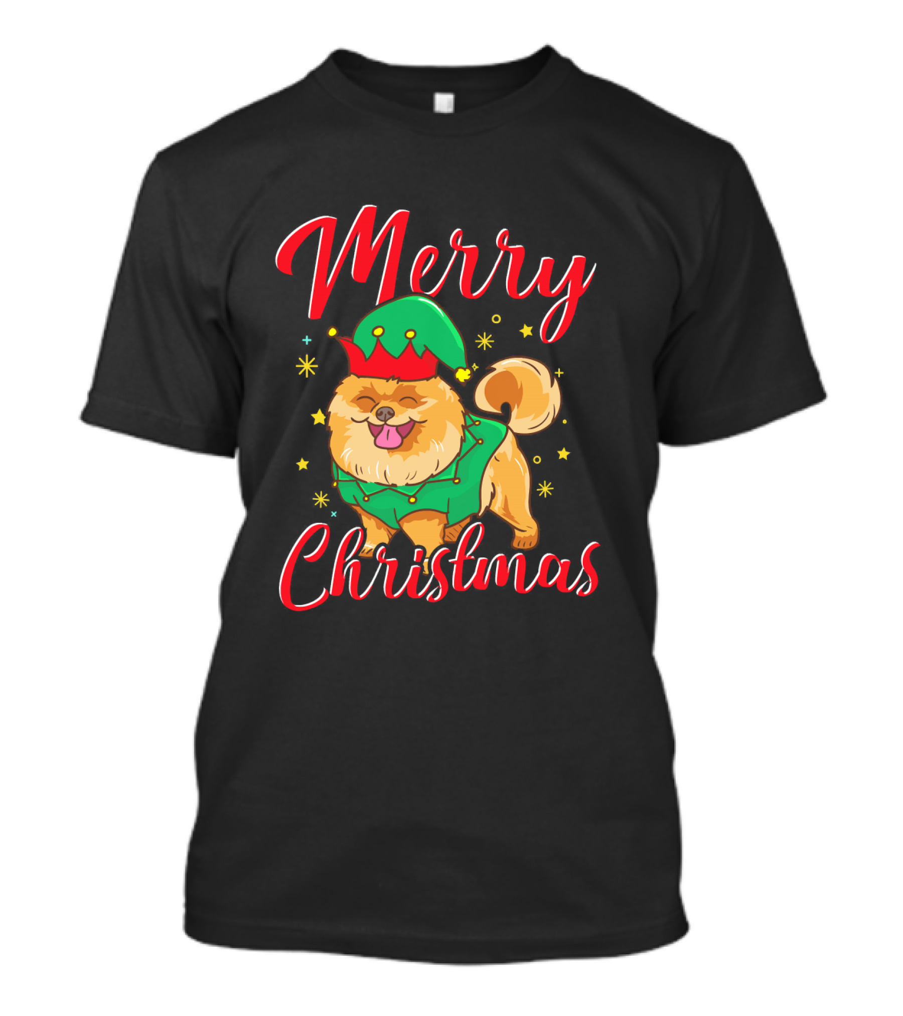 Merry Christmas Funny Cute Pomeranian Elf T-Shirt