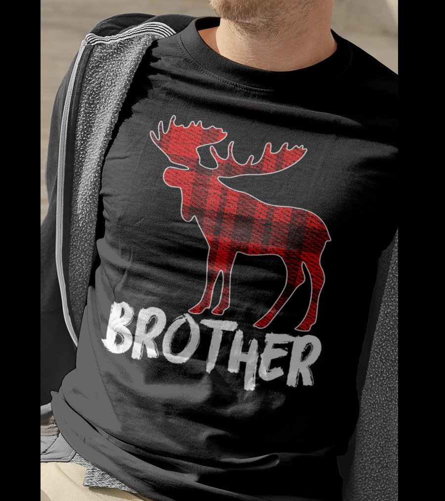 Brother Red Plaid Moose T-Shirt