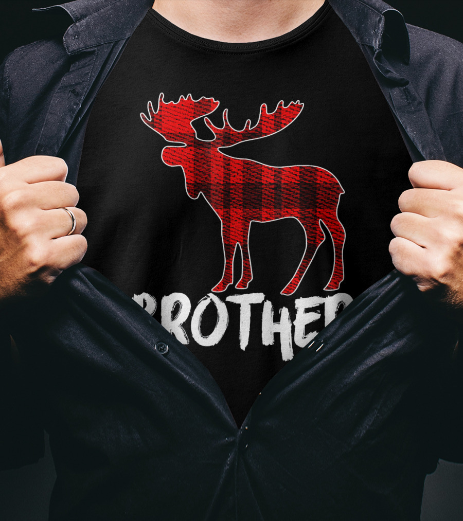 Brother Red Plaid Moose T-Shirt