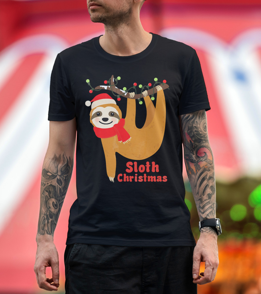 Sloth Christmas Funny Hanging Holiday Sloth T-Shirt
