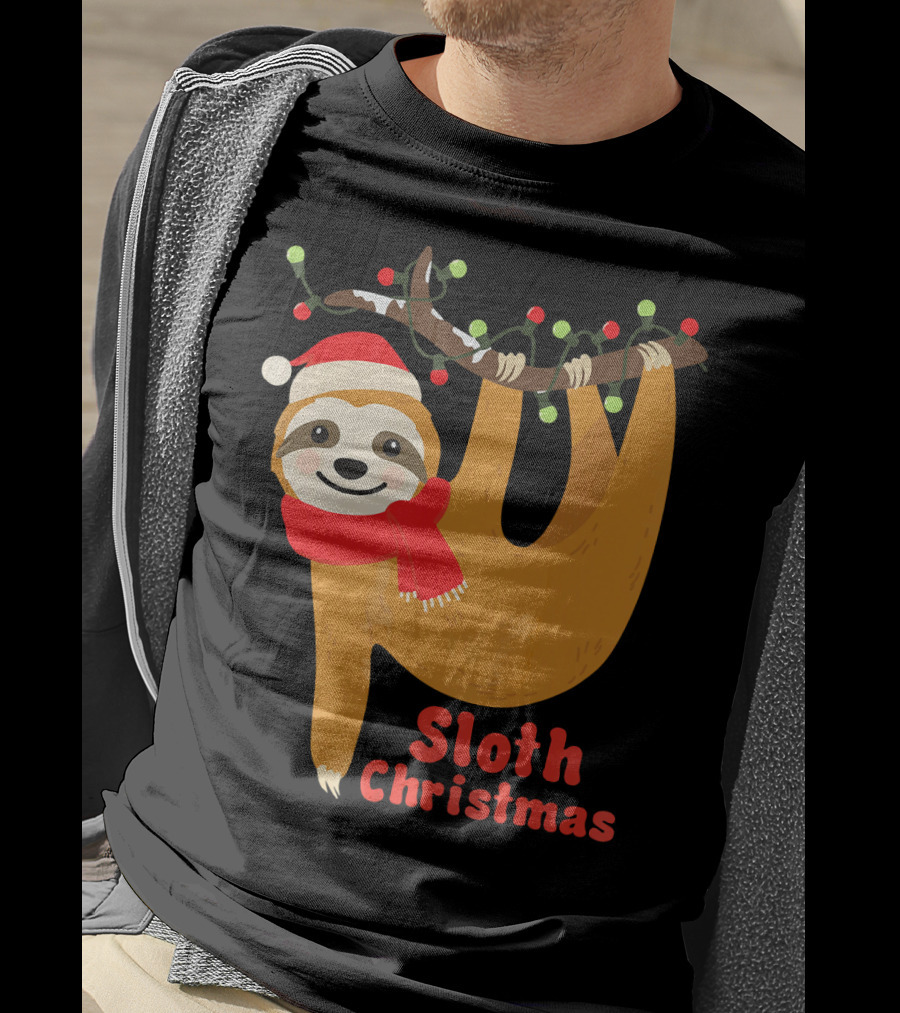 Sloth Christmas Funny Hanging Holiday Sloth T-Shirt