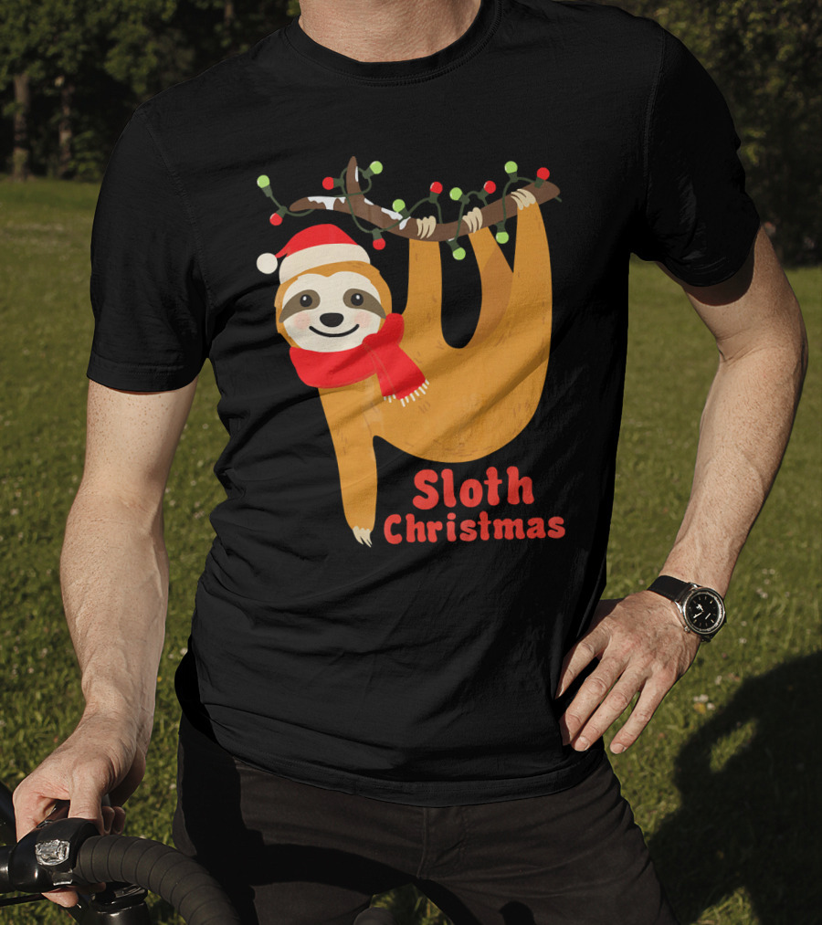 Sloth Christmas Funny Hanging Holiday Sloth T-Shirt