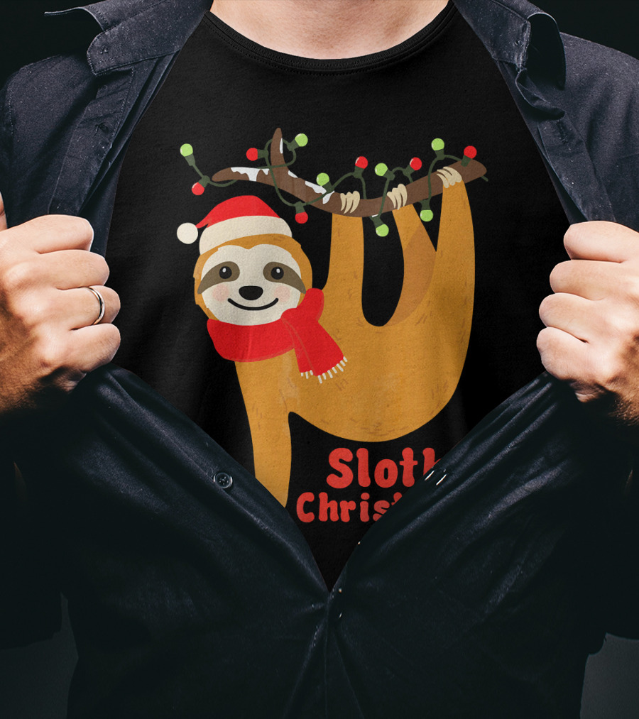 Sloth Christmas Funny Hanging Holiday Sloth T-Shirt