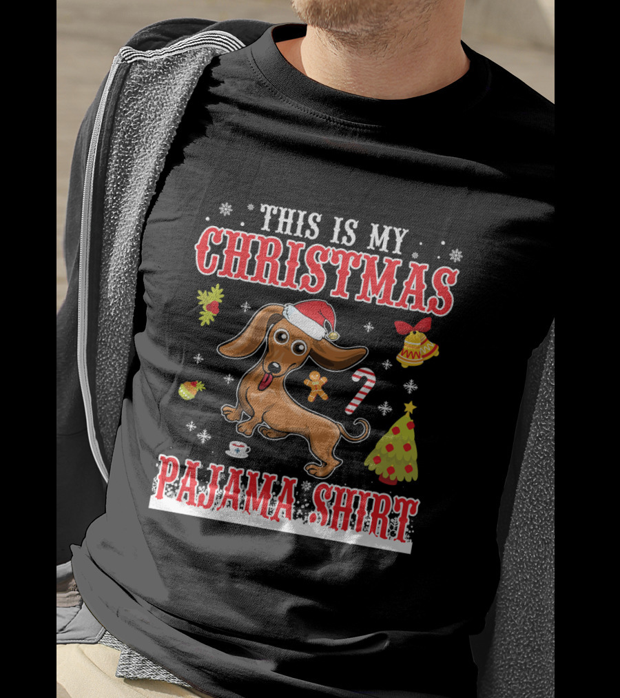 This Is My Christmas Pajama Shirt Dachshund Dog Holiday T-Shirt