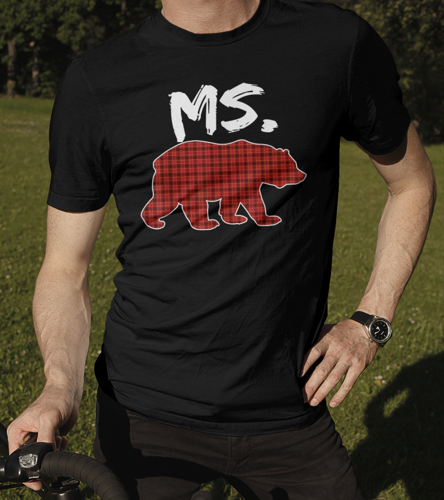 MS Red Plaid Bear Christmas T-Shirt