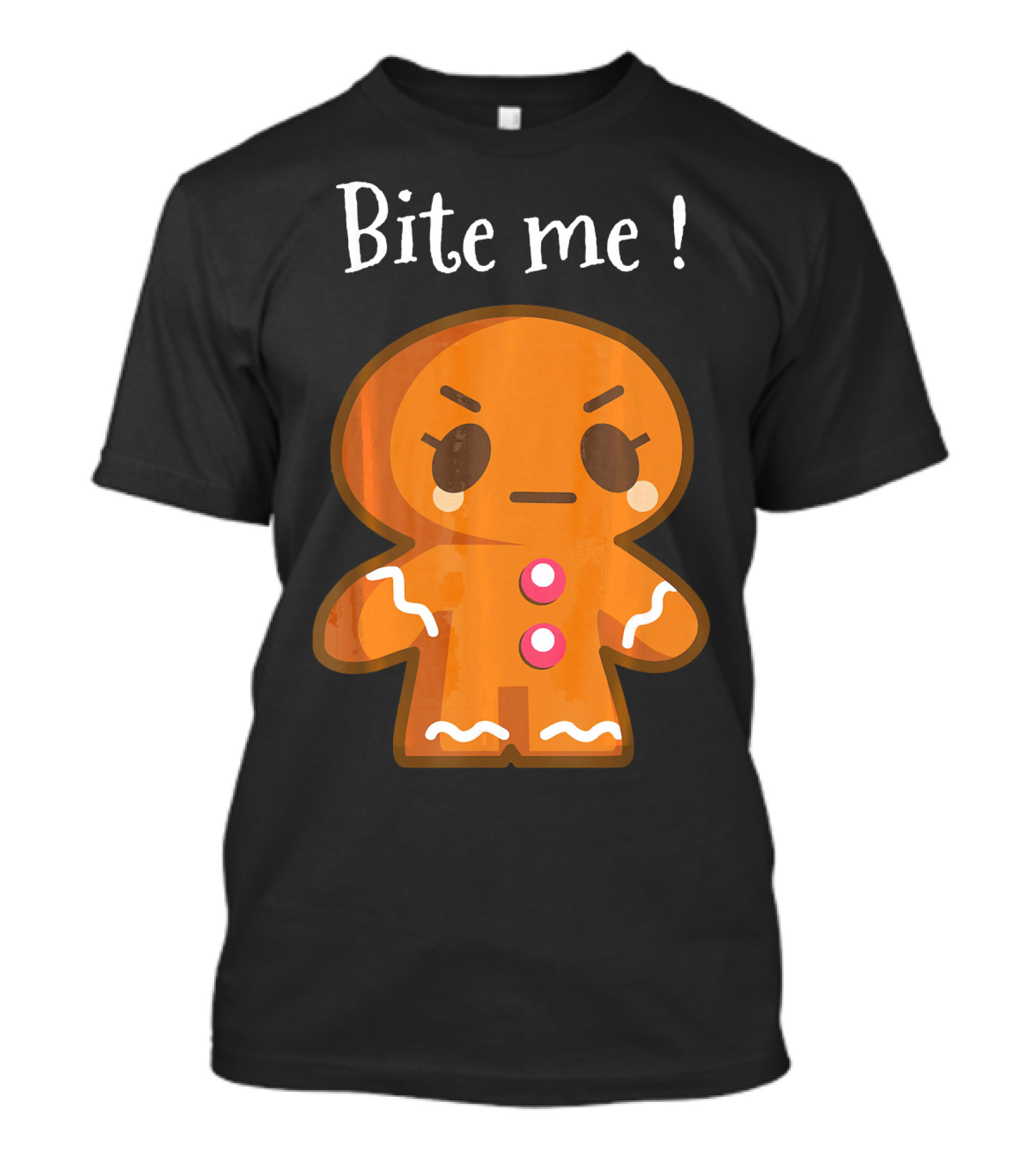 Bite Me Angry Gingerbread Cookie Christmas T-Shirt