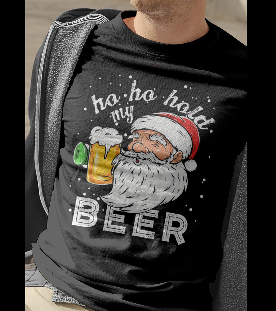 Ho Ho Hold My Beer Santa Christmas Drinking T-Shirt