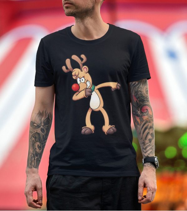 Premium T-Shirt: Rudolph Dabbing Reindeer Christmas Dance Antlers T-Shirt Rudolph Dabbing Reindeer Christmas Dance Antlers T-Shirt
