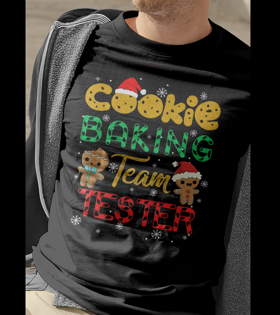 Cookie Baking Team Tester Gingerbread Santa Hats Winter Snowflakes T-Shirt