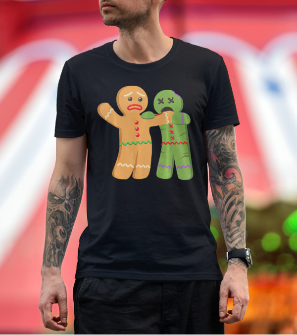 Premium T-Shirt: Gingerbread Zombie Funny Biting Cookie Humor Halloween T-Shirt Gingerbread Zombie Funny Biting Cookie Humor Halloween T-Shirt