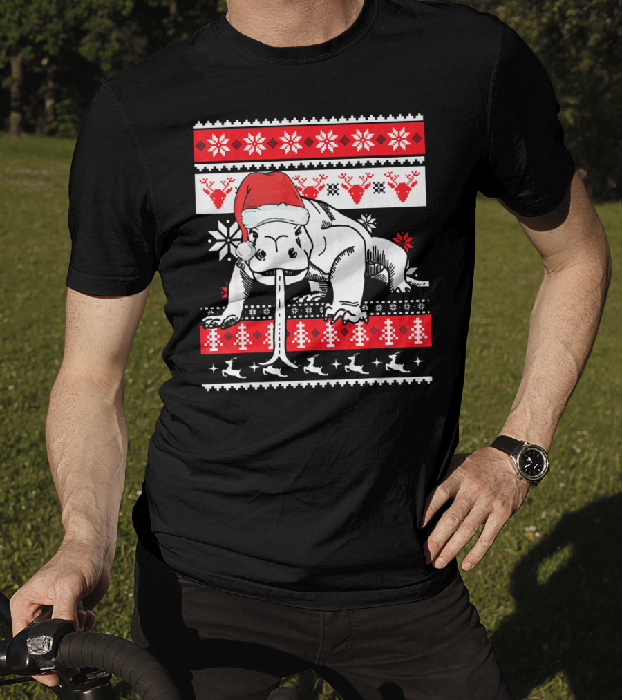 Ugly Christmas Komodo Dragon Reptile Santa Holiday T-Shirt
