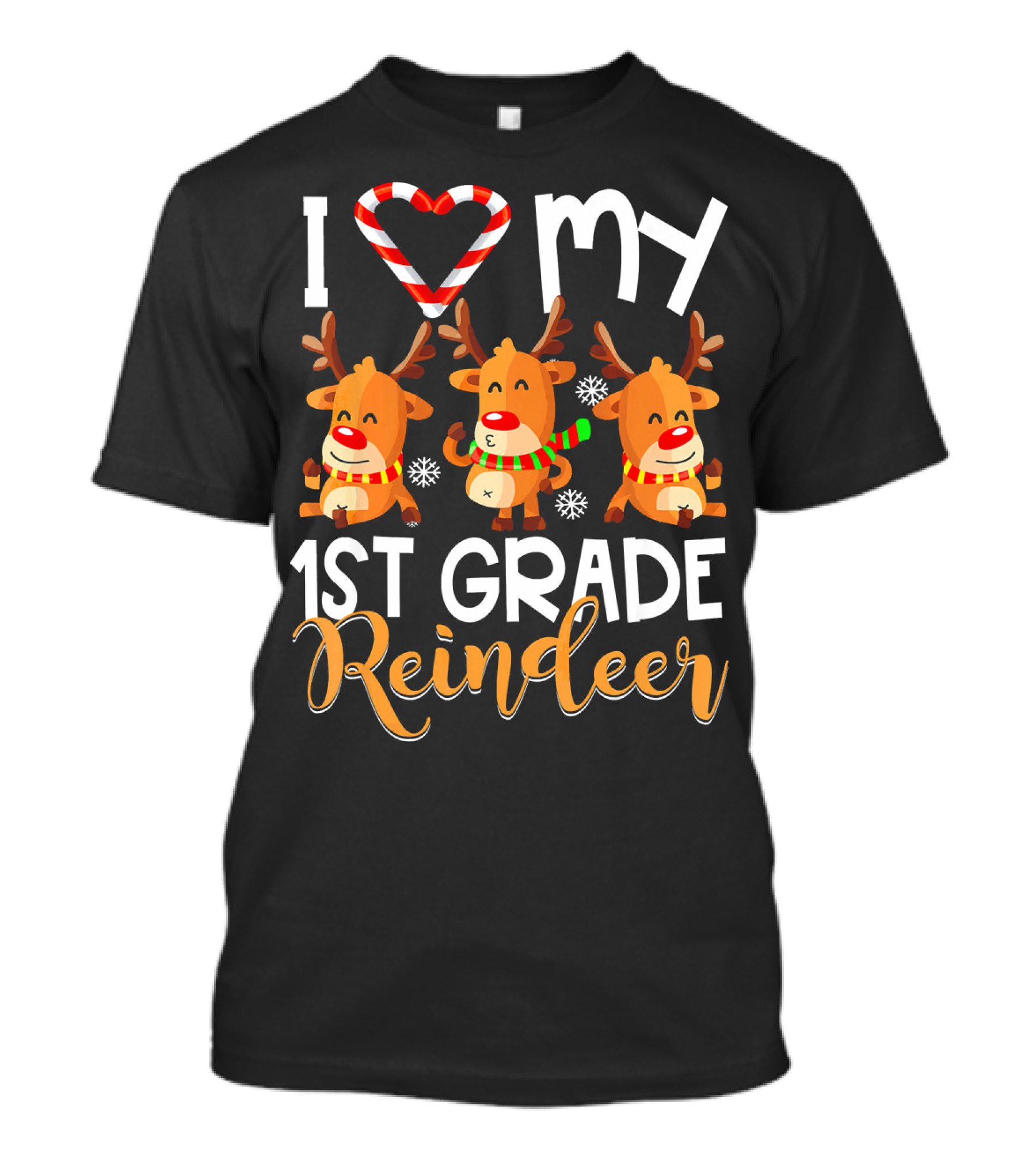 I Love My 1st Grade Reindeer With Candy Cane Heart T-Shirt