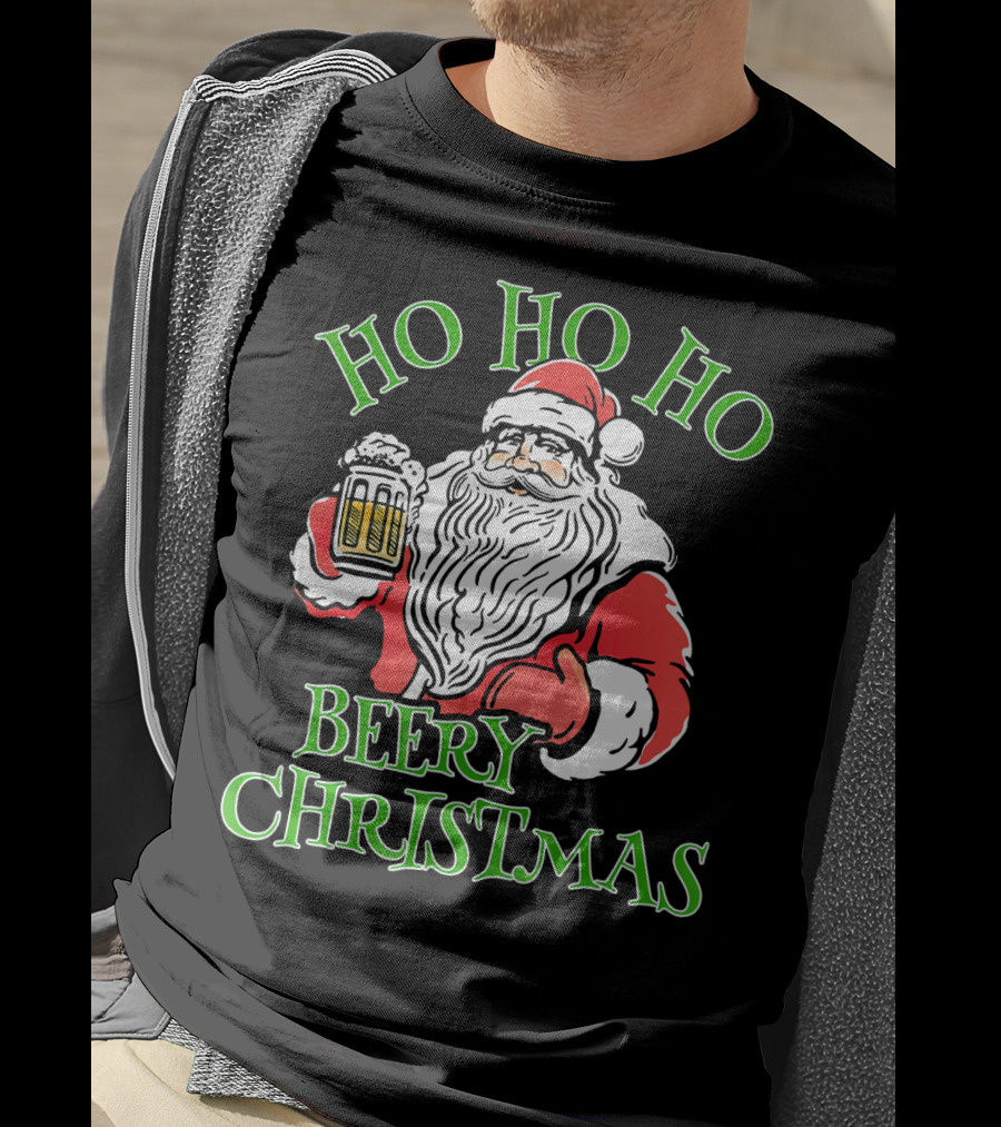 Ho Ho Ho Beery Christmas Santa With Beer T-Shirt