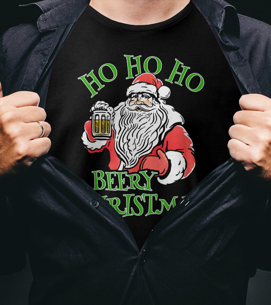 Ho Ho Ho Beery Christmas Santa With Beer T-Shirt